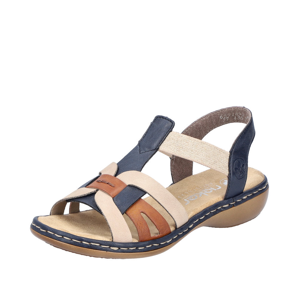 Rieker 65918-90 Ladies Navy Multi Slip On Sandals-elevate your sole
