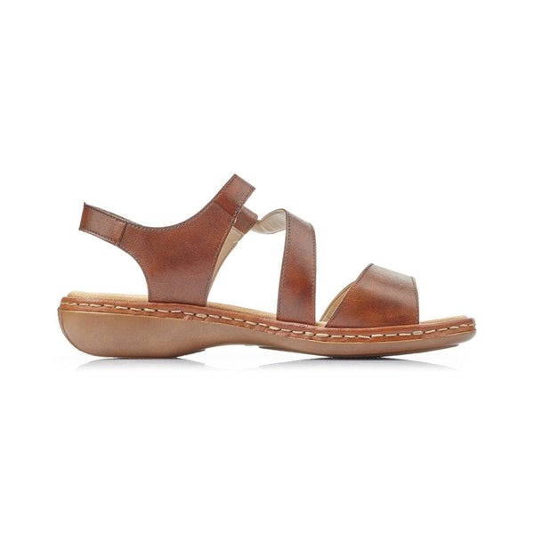 Rieker 659C7-24 Ladies Cognac Leather Strappy Sandal-elevate your sole