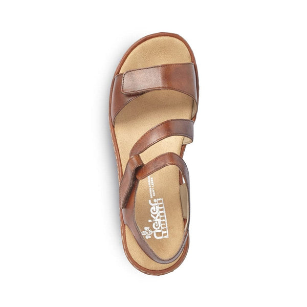 Rieker 659C7-24 Ladies Cognac Leather Strappy Sandal-elevate your sole