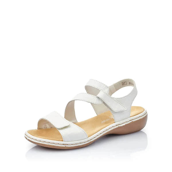 Rieker 659C7-80 Ladies White Leather Sandals - elevate your sole