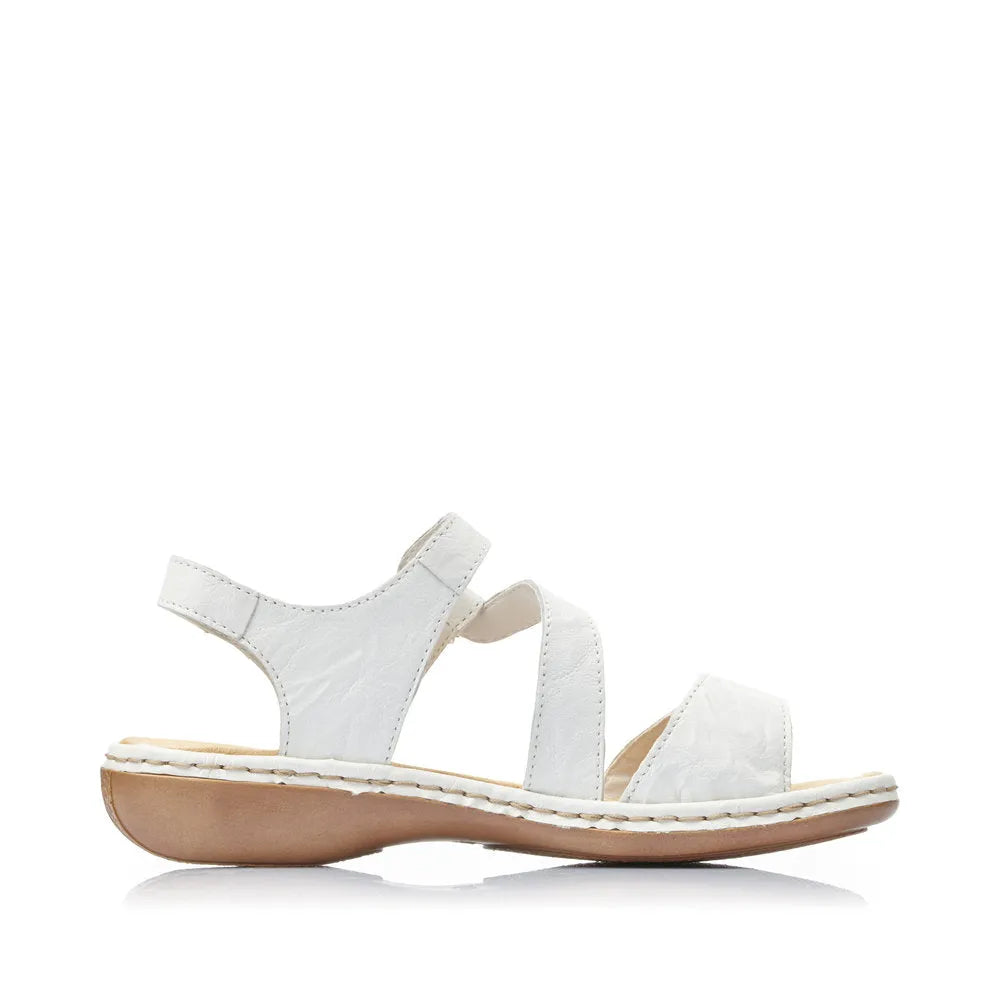 Rieker 659C7-80 Ladies White Leather Sandals - elevate your sole