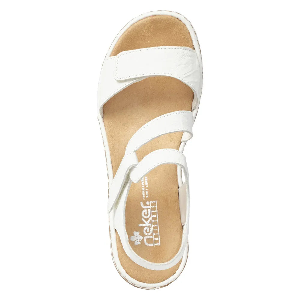 Rieker 659C7-80 Ladies White Leather Sandals - elevate your sole