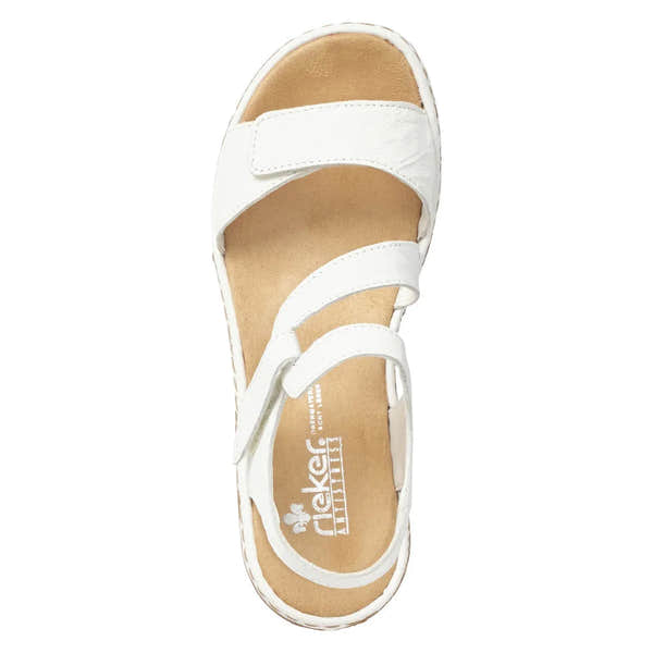 Rieker 659C7-80 Ladies White Leather Sandals - elevate your sole