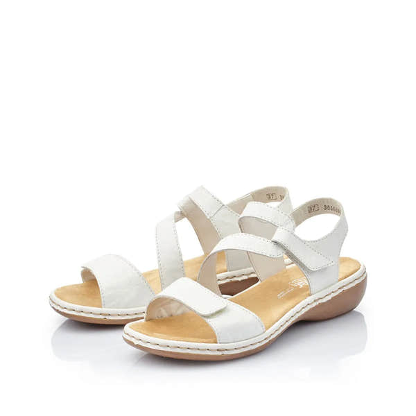 Rieker 659C7-80 Ladies White Leather Sandals - elevate your sole