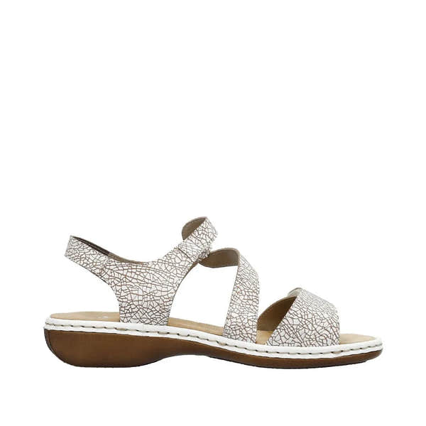 Rieker 659C7-81 Ladies White Multi Leather Touch Fastening Sandals-elevate your sole