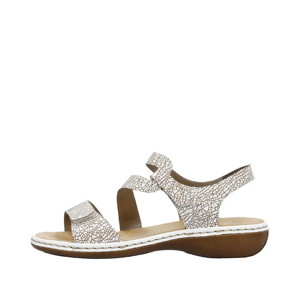 Rieker 659C7-81 Ladies White Multi Leather Touch Fastening Sandals-elevate your sole
