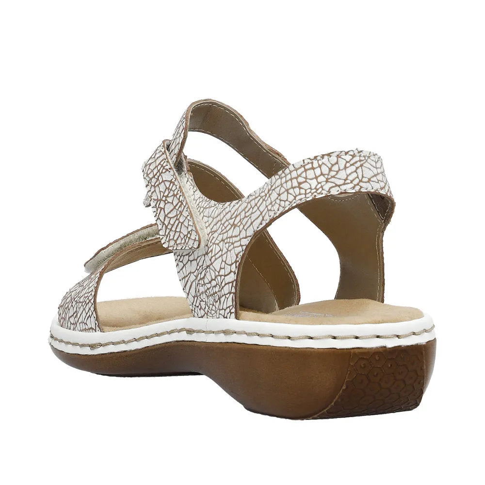 Rieker 659C7-81 Ladies White Multi Leather Touch Fastening Sandals-elevate your sole