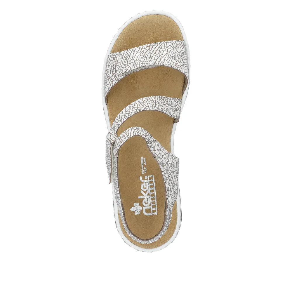 Rieker 659C7-81 Ladies White Multi Leather Touch Fastening Sandals-elevate your sole