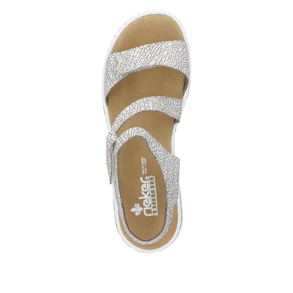 Rieker 659C7-81 Ladies White Multi Leather Touch Fastening Sandals-elevate your sole