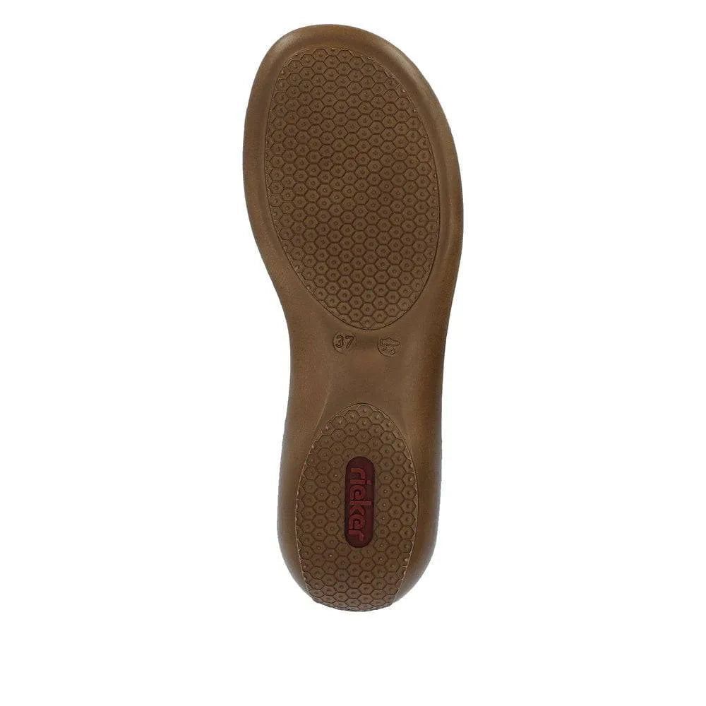 Rieker 659C7-81 Ladies White Multi Leather Touch Fastening Sandals-elevate your sole
