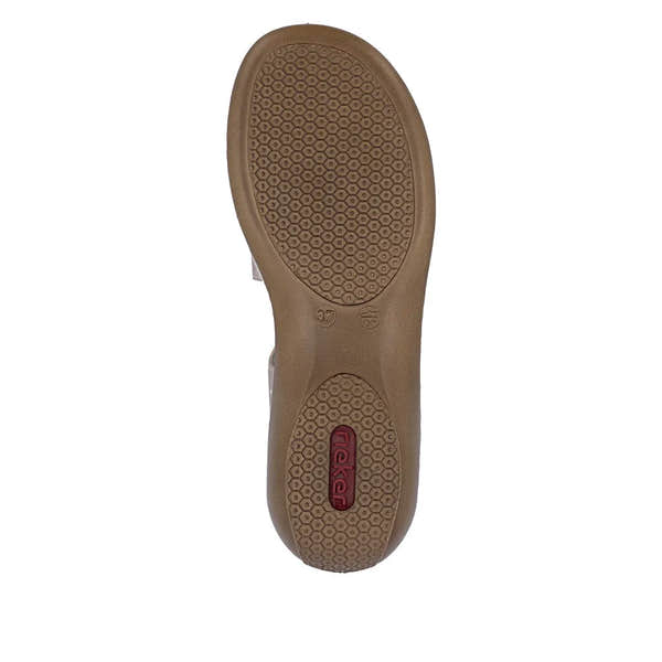 Rieker 659C7-89 ladies copper leather sandals with touch-fastening straps and textured sole, size 37.