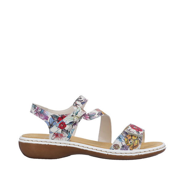 Rieker 659C7-92 Ladies White Multi Leather Touch Fastening Sandals-elevate your sole