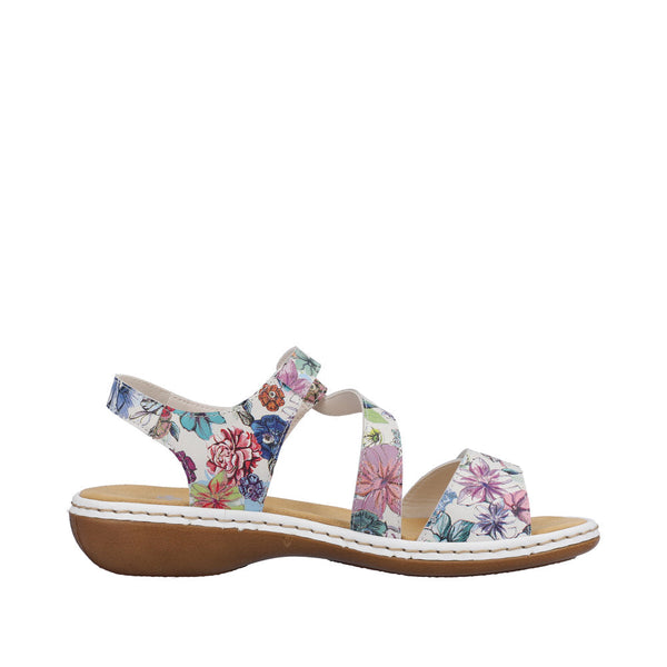 Rieker 659C7-92 Ladies White Multi Leather Touch Fastening Sandals-elevate your sole