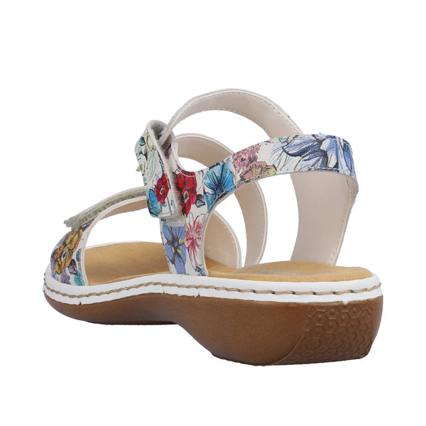 Rieker 659C7-92 Ladies White Multi Leather Touch Fastening Sandals-elevate your sole