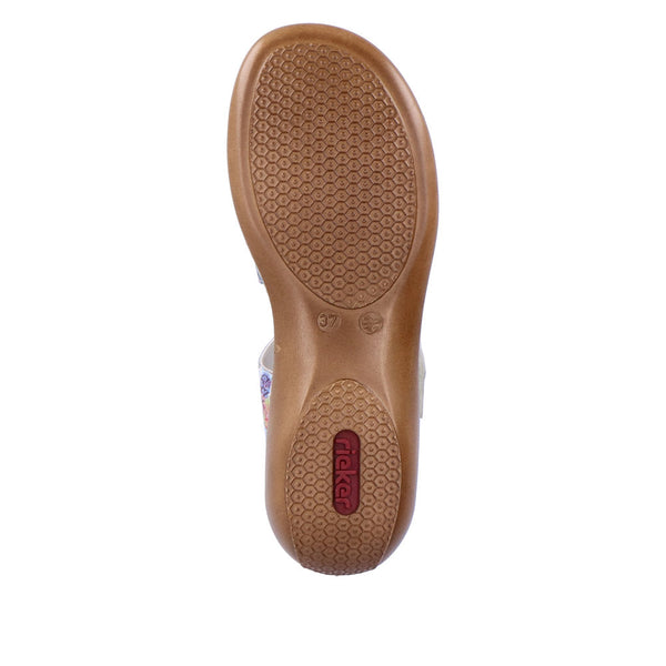 Rieker 659C7-92 Ladies White Multi Leather Touch Fastening Sandals-elevate your sole