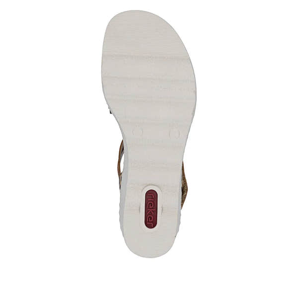 Rieker 67410-90 ladies animal print touch fastening sandals with cushioned sole and adjustable straps.