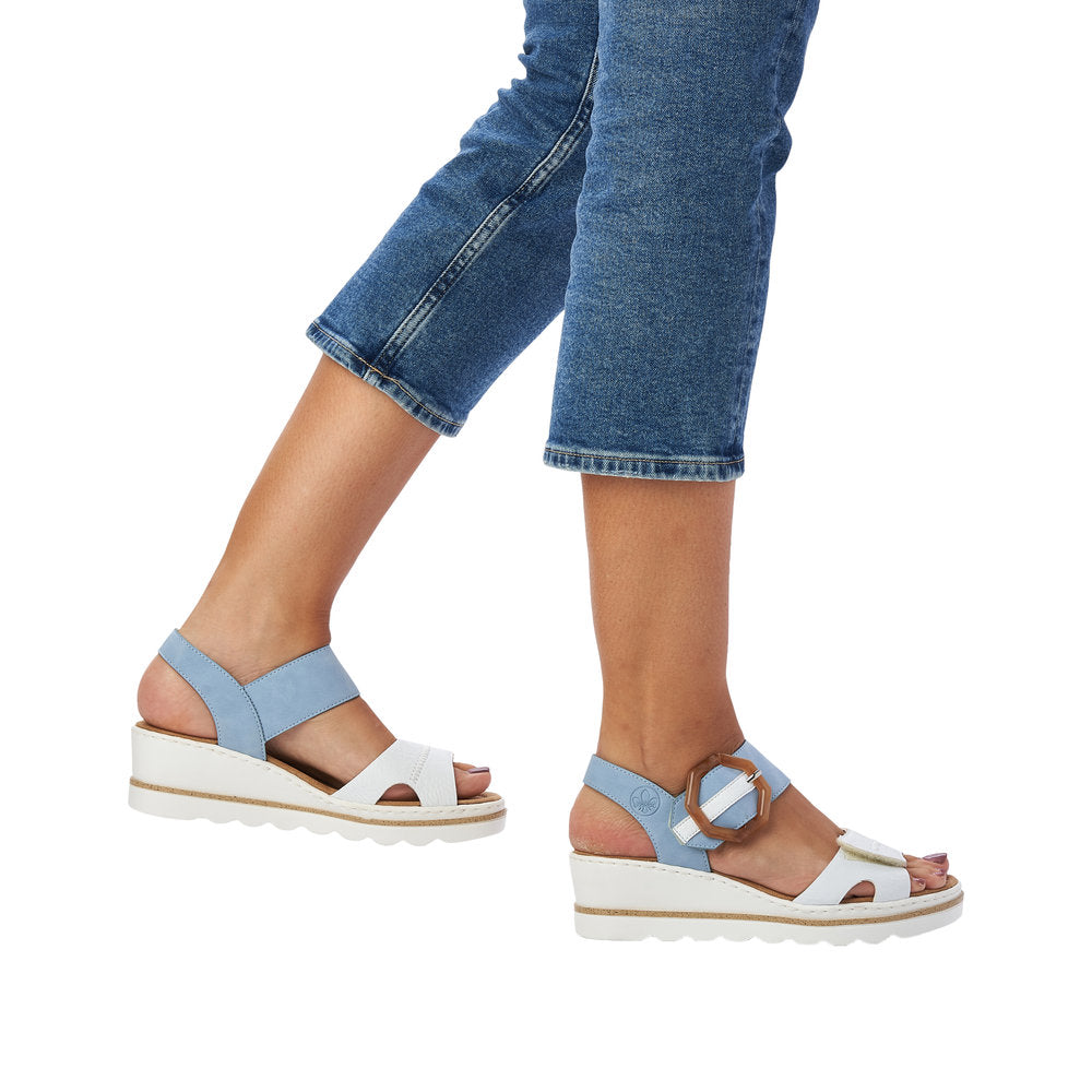 Rieker 67476-10 Ladies Sky Blue Touch Fastening Sandals-elevate your sole