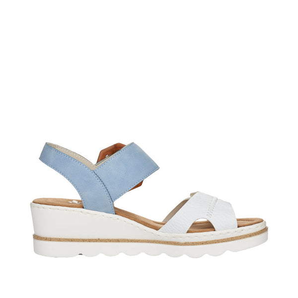 Rieker 67476-10 Ladies Sky Blue Touch Fastening Sandals-elevate your sole