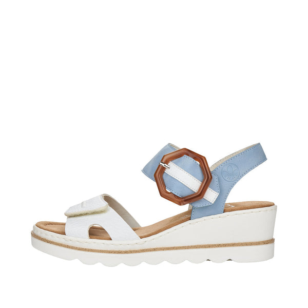 Rieker 67476-10 Ladies Sky Blue Touch Fastening Sandals-elevate your sole