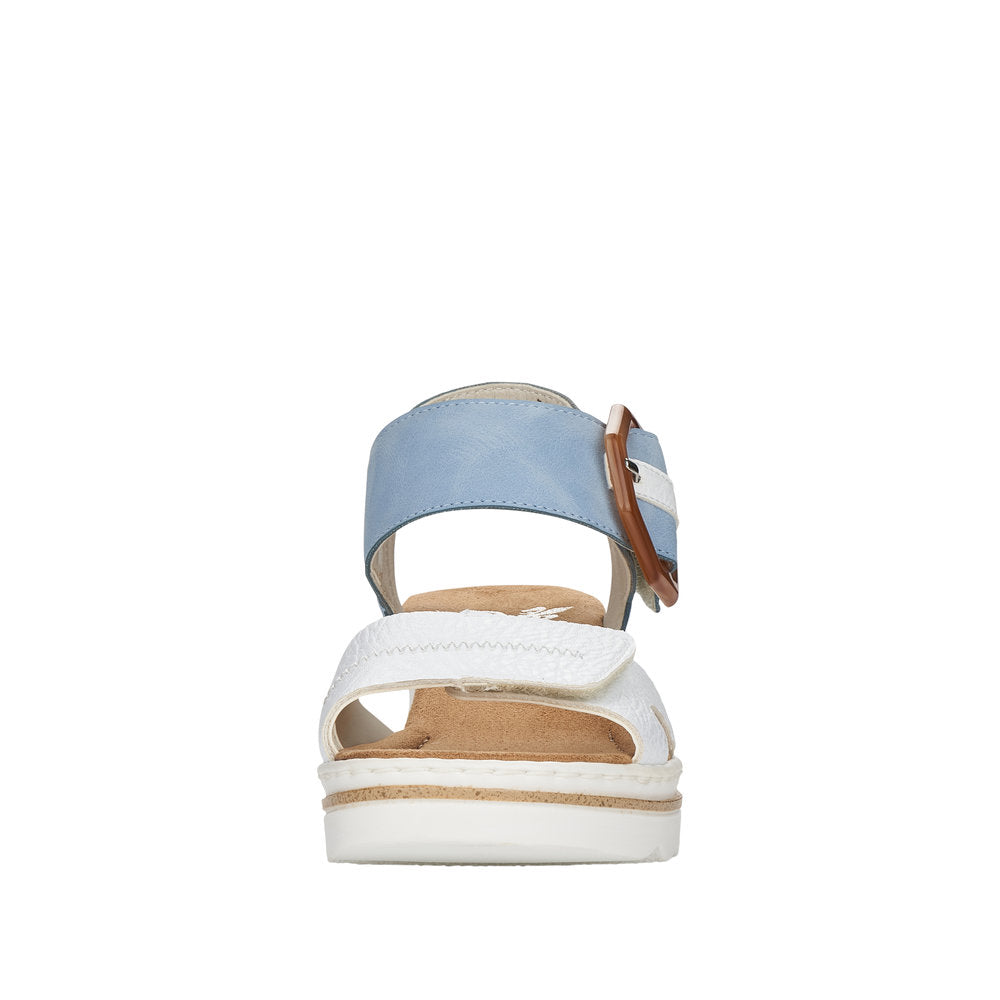 Rieker 67476-10 Ladies Sky Blue Touch Fastening Sandals-elevate your sole