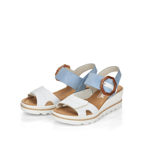 Rieker 67476-10 Ladies Sky Blue Touch Fastening Sandals-elevate your sole