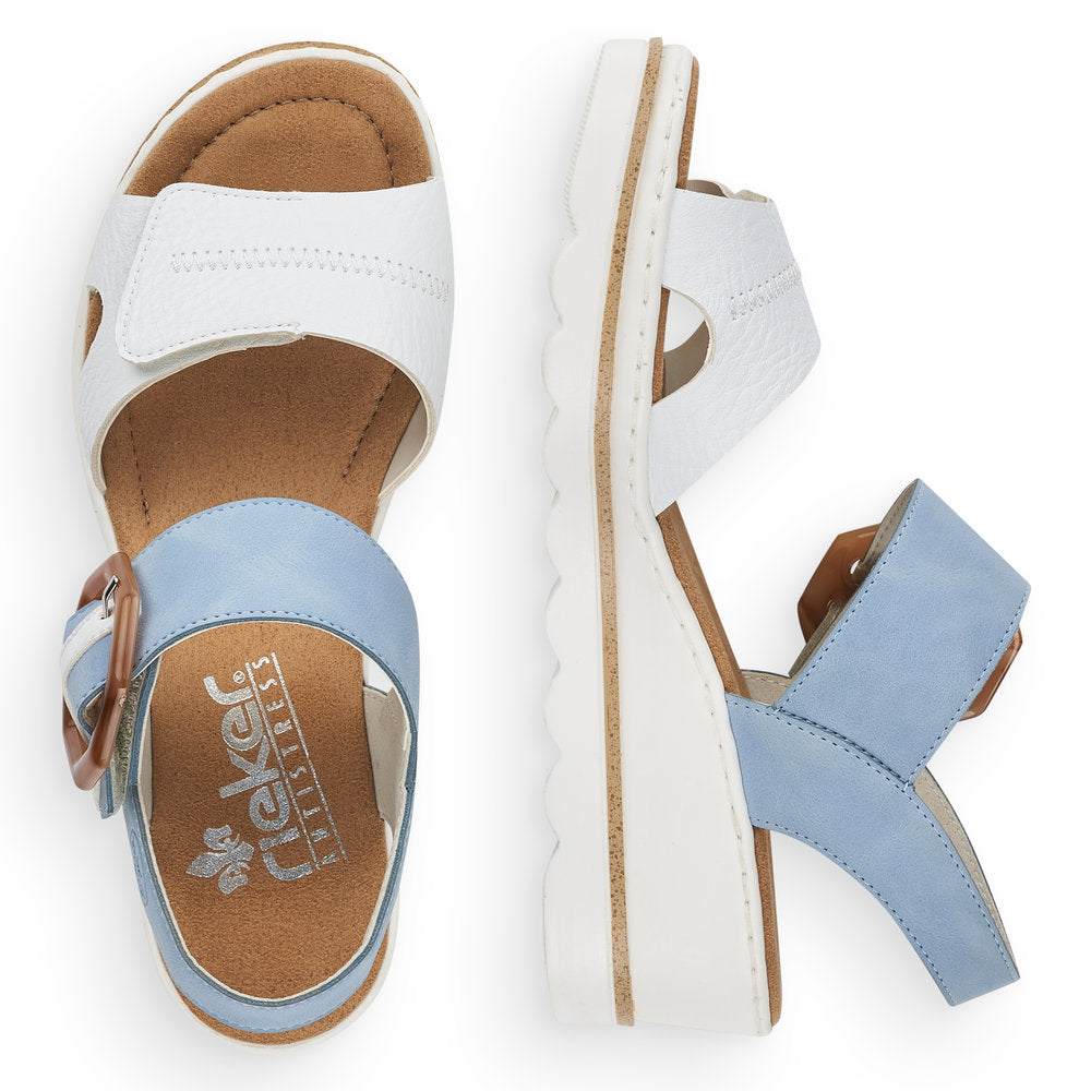 Rieker 67476-10 Ladies Sky Blue Touch Fastening Sandals-elevate your sole