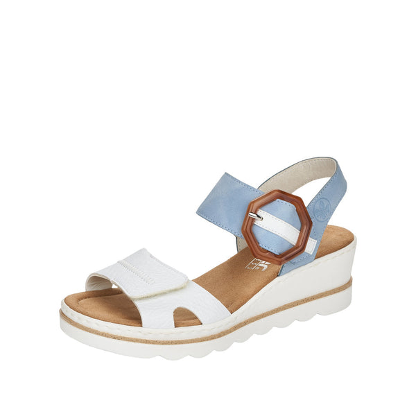 Rieker 67476-10 Ladies Sky Blue Touch Fastening Sandals-elevate your sole