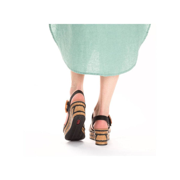 Rieker 68176-00 Ladies Black & Leopard Print Synthetic Touch Fastening Sandals-elevate your sole