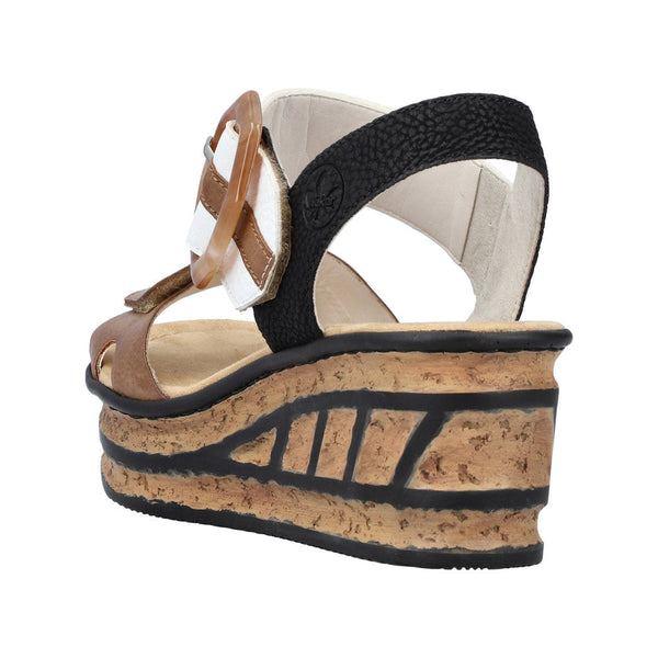 Rieker 68176-64 Ladies Tan and White Touch Fastening Sandals-elevate your sole