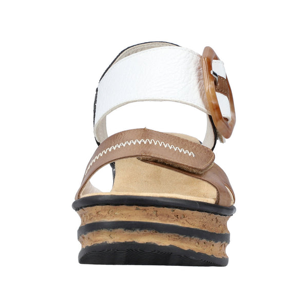 Rieker 68176-64 Ladies Tan and White Touch Fastening Sandals-elevate your sole