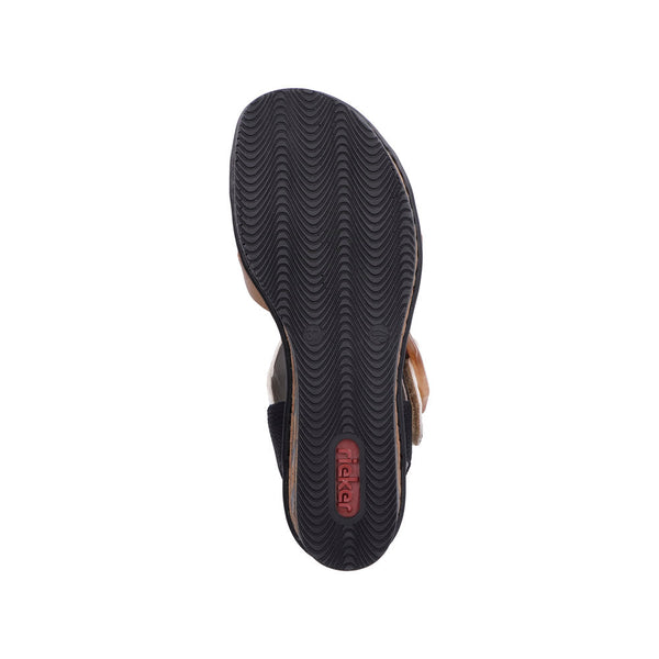 Rieker 68176-64 Ladies Tan and White Touch Fastening Sandals-elevate your sole
