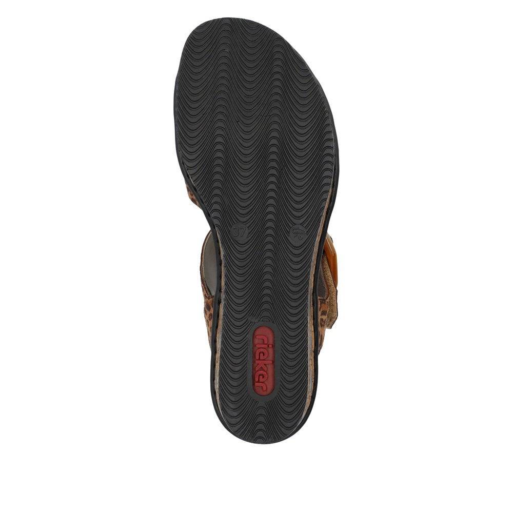 Rieker 68176-90 Ladies Leopard Print Synthetic Touch Fastening Sandals-elevate your sole