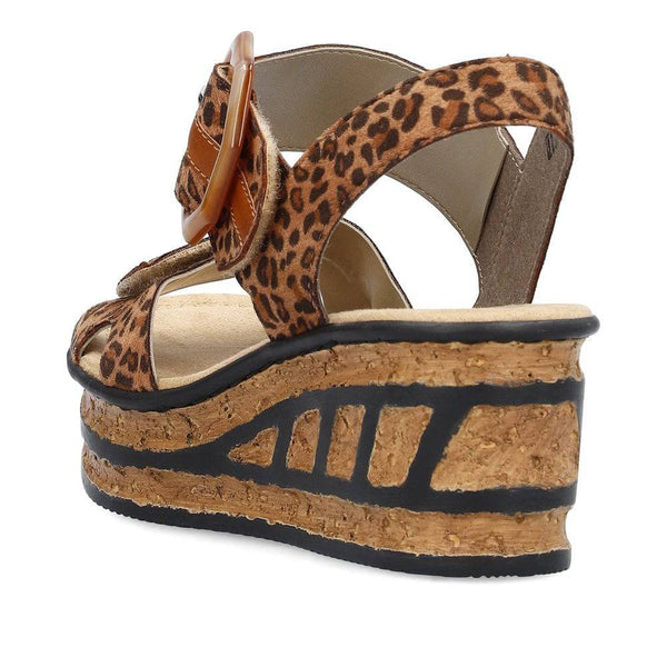 Rieker 68176-90 Ladies Leopard Print Synthetic Touch Fastening Sandals-elevate your sole