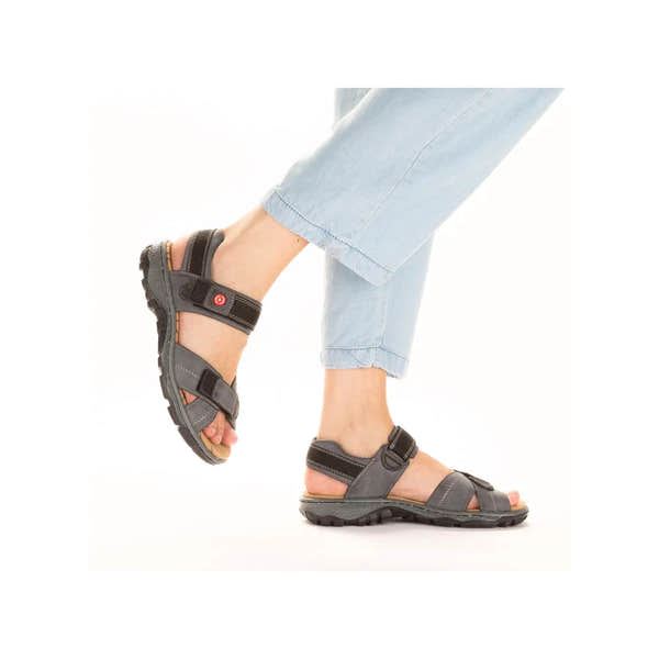 Rieker 68851-14 ladies blue touch fastening sporty sandals with adjustable straps and rugged soles.