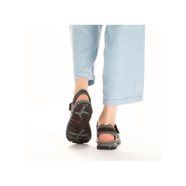 Rieker 68851-14 ladies blue touch fastening sandals, sporty open-toe footwear with adjustable straps and cushioned soles.