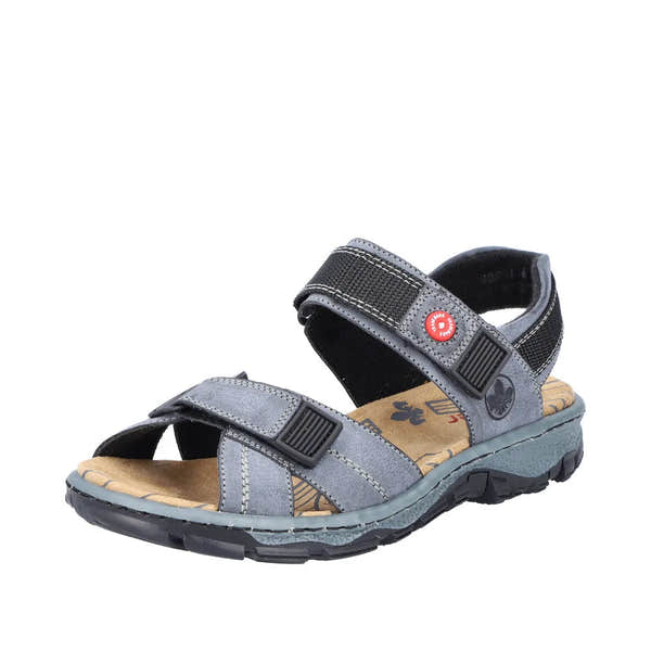 Rieker 68851-14 women's blue touch fastening sporty sandals with adjustable straps and cushioned insole.