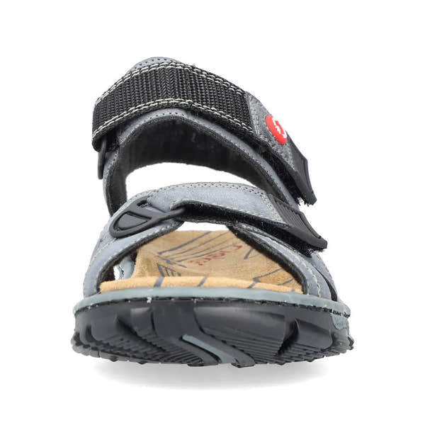 Rieker 68851-14 ladies blue touch fastening sandals with adjustable straps and textured sole.
