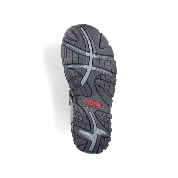 Rieker 68851-14 women's blue touch fastening sandals with durable rubber sole and sporty design.