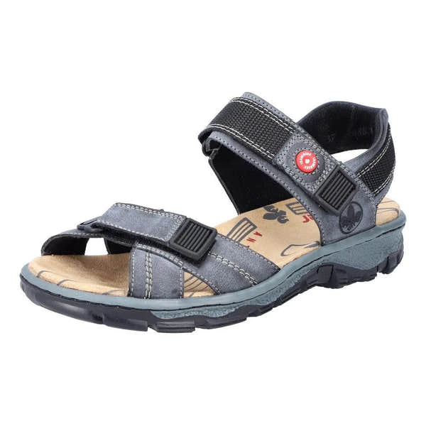 Rieker 68851-14 women's blue touch fastening sport sandal with adjustable straps and cushioned insole.