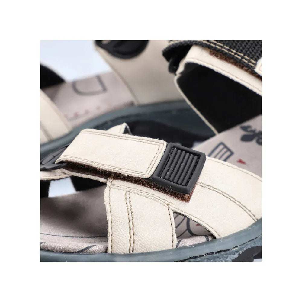 Rieker 68851-80 women's ivory touch fastening sandals with adjustable straps and cushioned footbed.