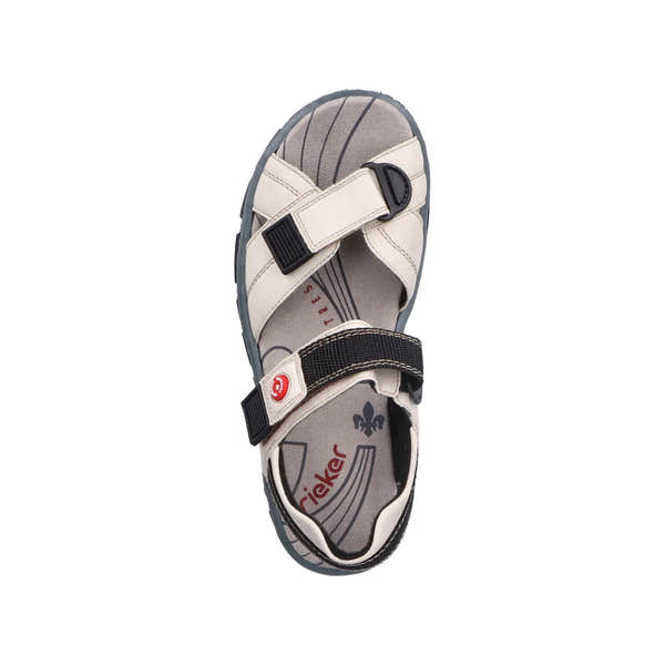 Rieker 68851-80 women's ivory touch fastening sandal with adjustable straps and open toe design.