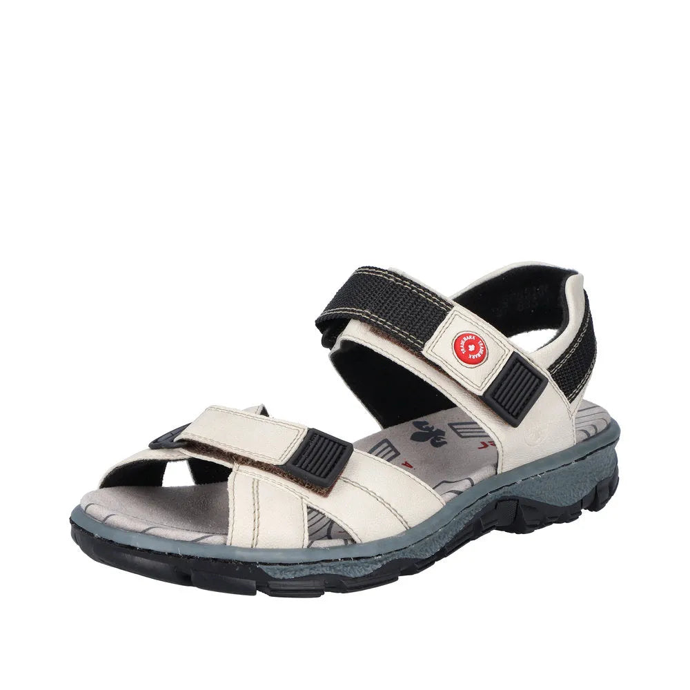 Rieker 68851-80 women’s ivory touch fastening sport sandals with adjustable straps and cushioned sole.