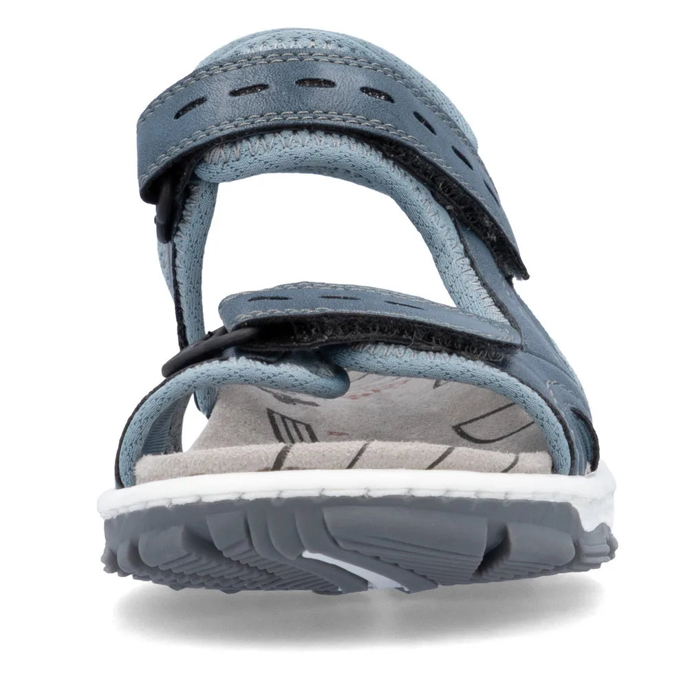 Rieker 68866-12 women's royal blue touch fastening sandals with adjustable straps and cushioned insole.