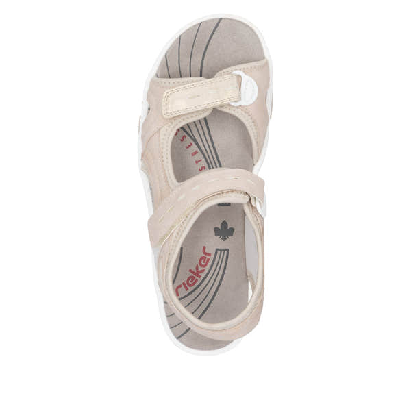 Rieker 68866-31 Pink Touch fastening sandals for girls with adjustable straps and cushioned sole.
