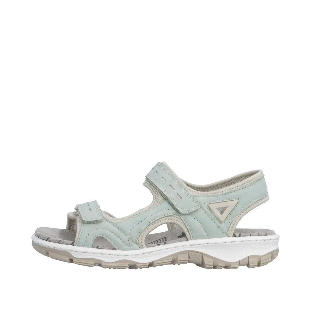 Rieker 68866-52 Ladies Light Blue Touch Fastening Summer Sandals with Velcro straps.