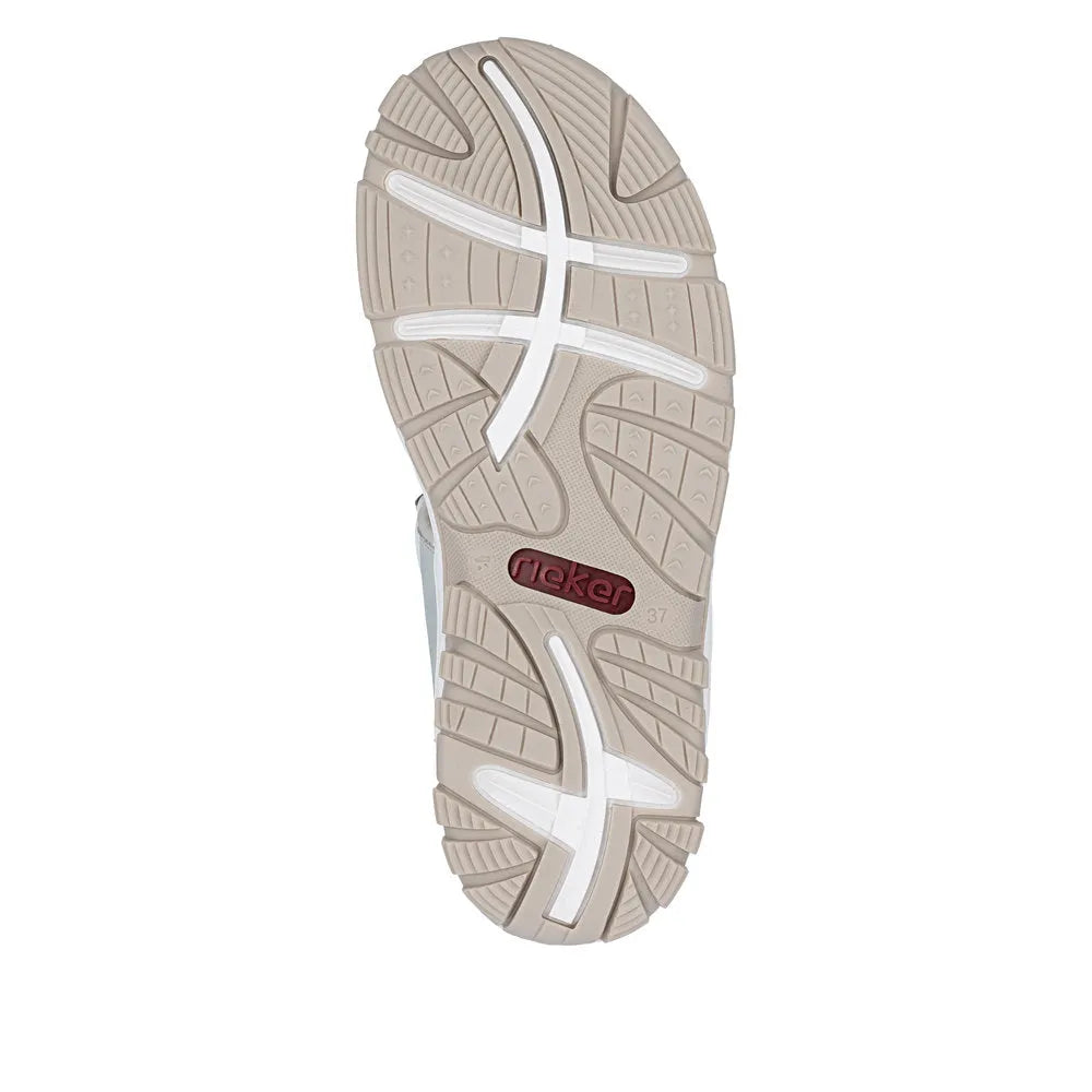 Rieker 68866-52 Ladies Light Blue Touch Fastening Sandals with durable sole and cushioned footbed