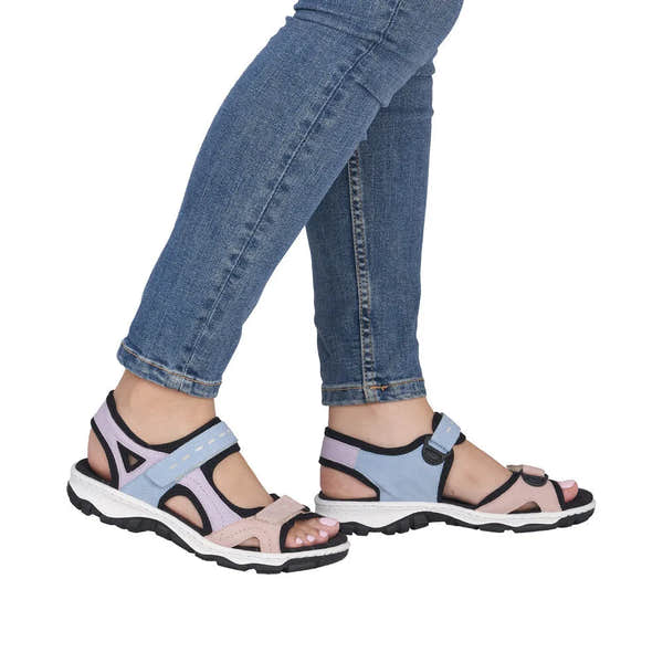 Rieker 68866-93 women's multi-touch fastening sporty sandals with cushioned sole and adjustable straps, ideal for casual wear.