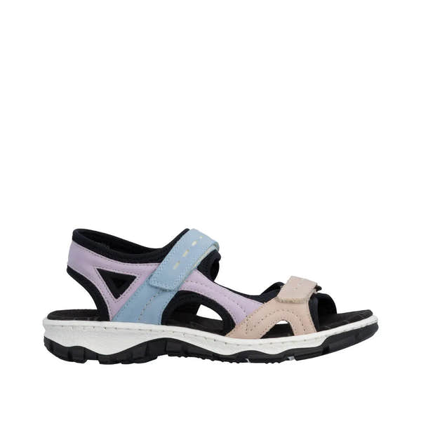 Rieker 68866-93 women's multi-color touch fastening sporty sandals with adjustable straps and durable outsole.