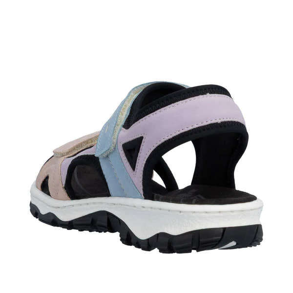 Rieker 68866-93 women's multi-color touch-fastening sandals with cushioned sole and sporty design.