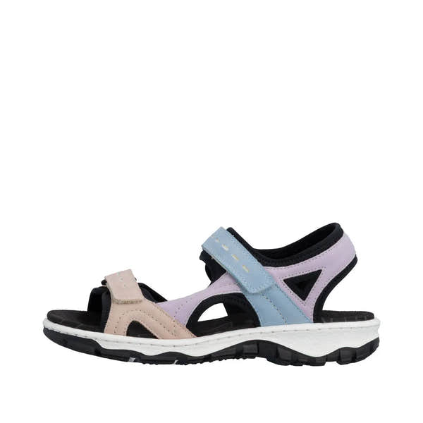 Rieker 68866-93 women's multi-color touch fastening sports sandals with adjustable straps and cushioned sole.
